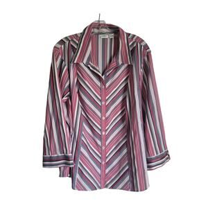CATO Women's Size 22 24W Y2K Vintage Retro Multi Color Pink Gray Bell Sleeve